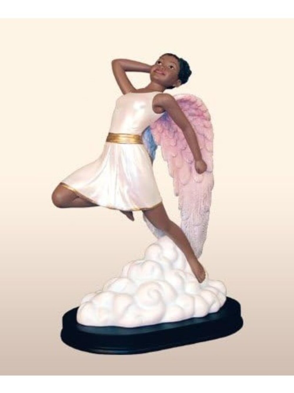 Heavenly Visions Angel Figurine With Pink Wings On Cloud Base Elegant Design Han